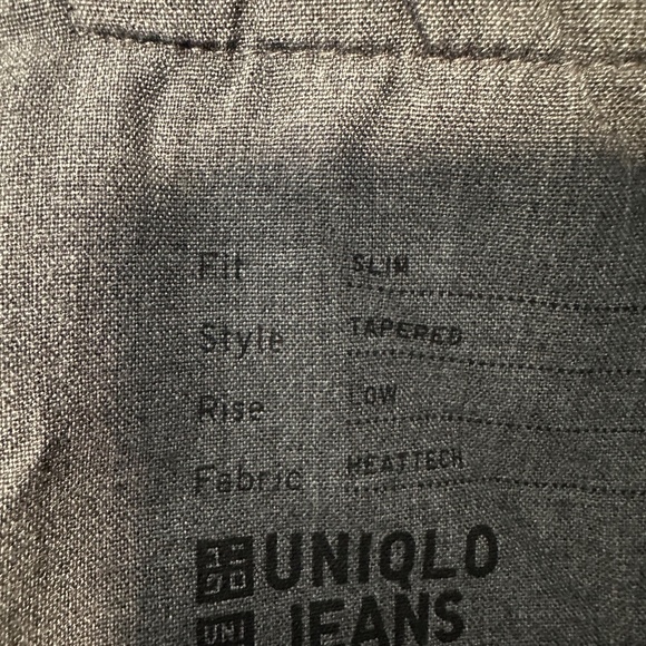 Uniqlo HeatTech Denin Jeans Slim Fit Tapered Low Rise Men - Picture 11 of 11
